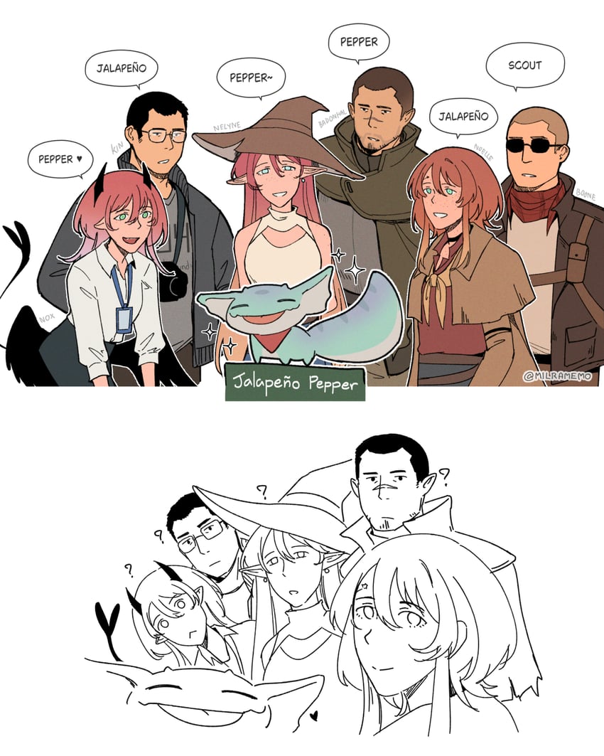 courier, noelle rutherford, craig boone, jalapeno, and nelyne (original and 2 more) drawn by milramemo