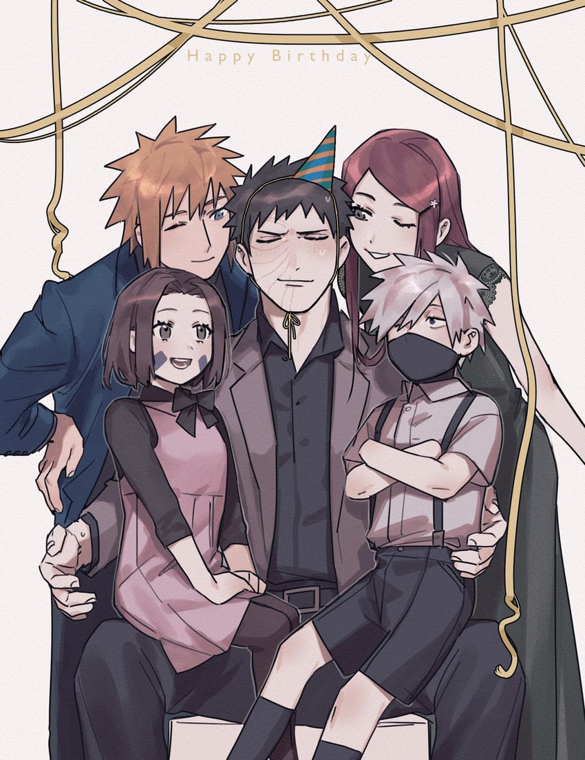 hatake kakashi, uchiha obito, uzumaki kushina, namikaze minato, and nohara rin (naruto and 1 more) drawn by passion07253741