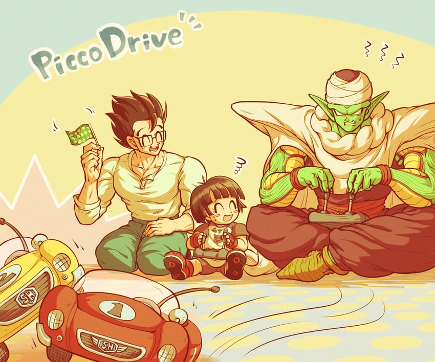 son gohan, pan, and piccolo (dragon ball and 2 more) drawn by koukyouji