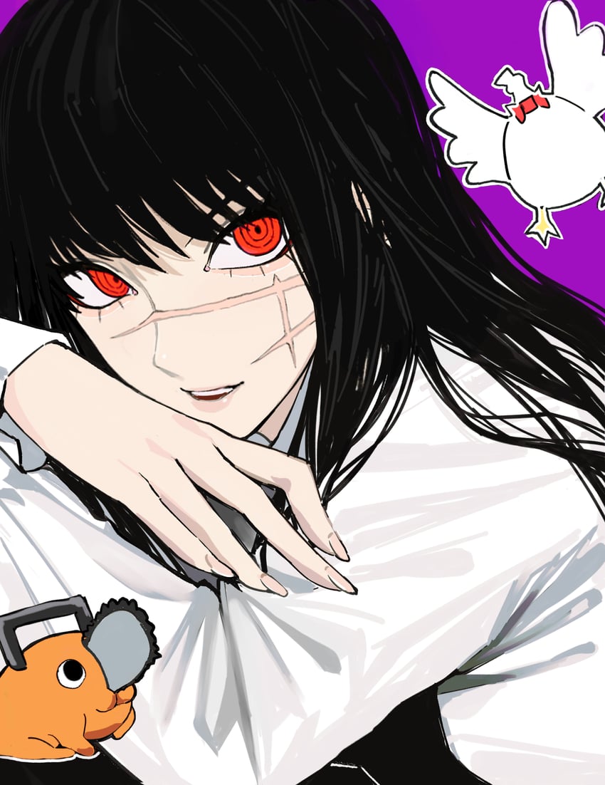 yoru, pochita, and bucky (chainsaw man) drawn by sailen0