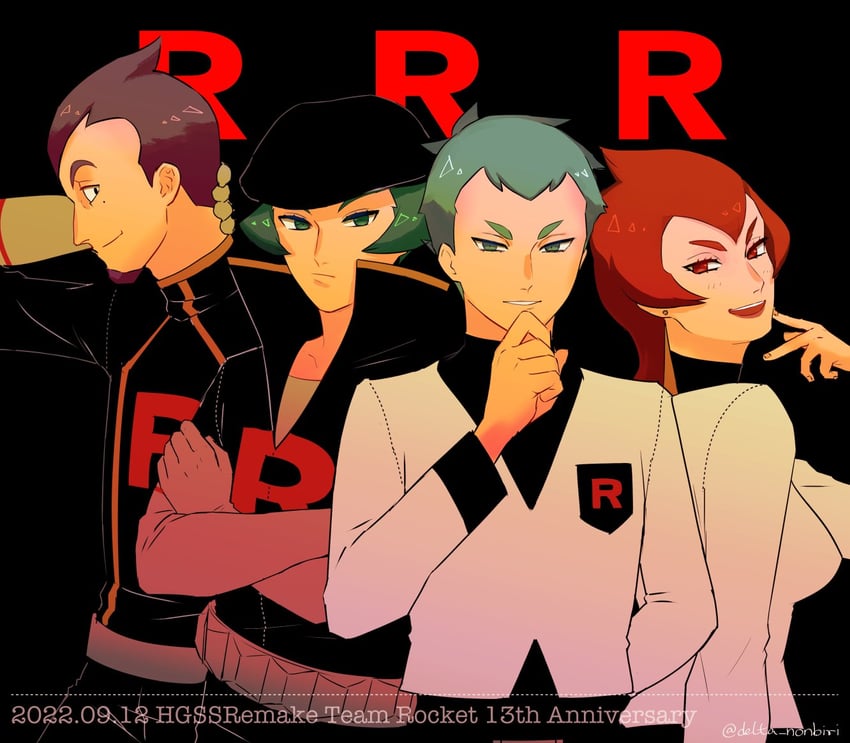 archer, proton, ariana, and petrel (pokemon and 1 more) drawn by delta_nonbiri