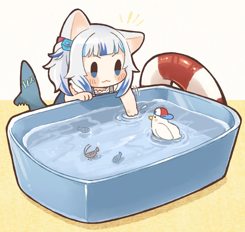 gawr gura and subaru duck (hololive and 1 more) drawn by same_anko