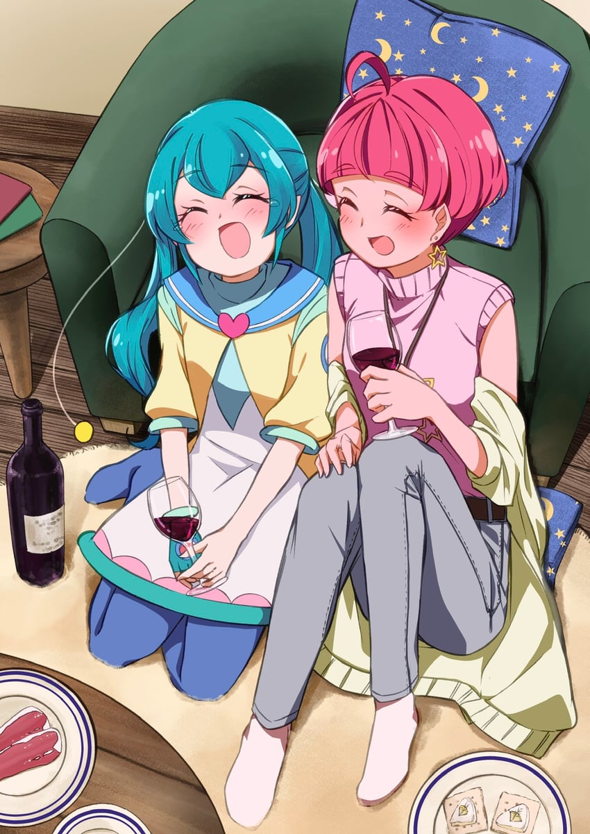 hagoromo lala and hoshina hikaru (precure and 1 more) drawn by toon_(noin)