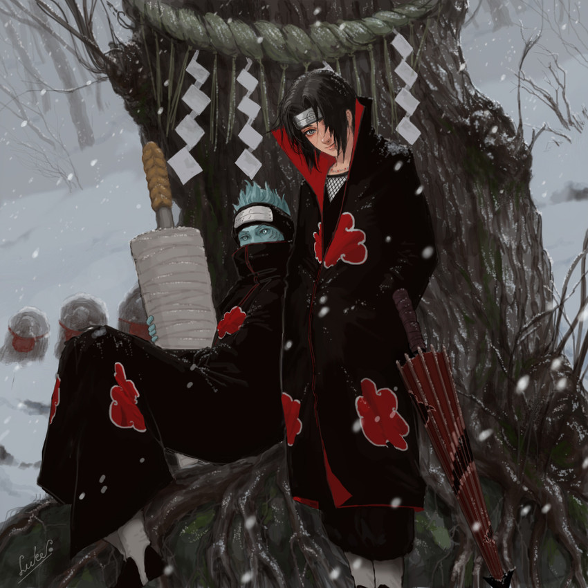uchiha itachi and hoshigaki kisame (naruto) drawn by luke_uehara