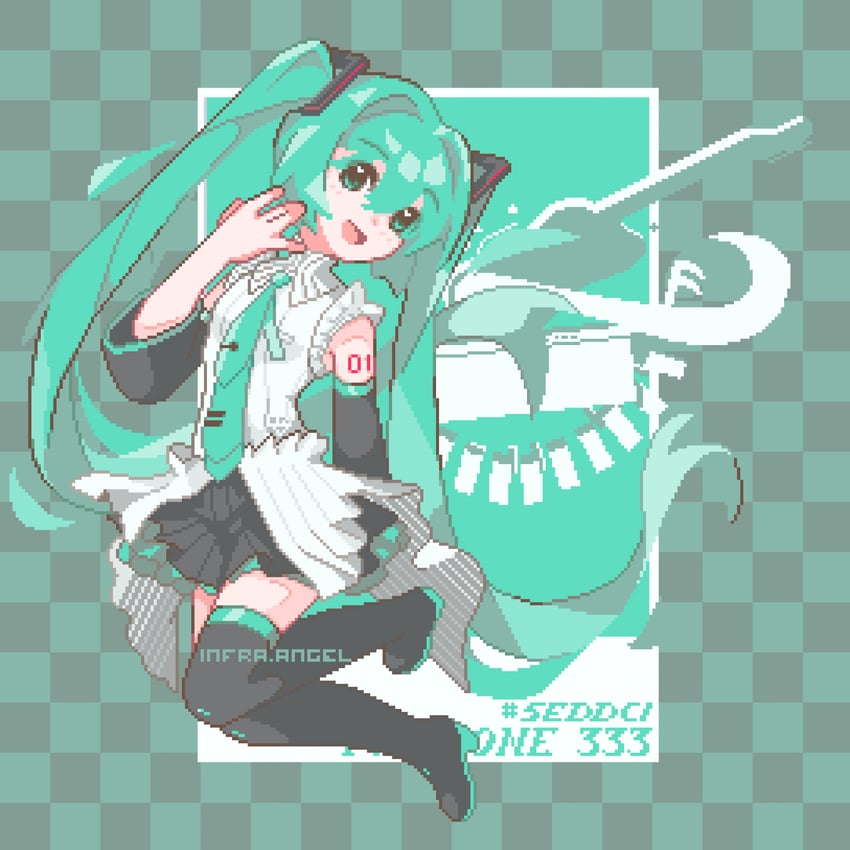 hatsune miku (vocaloid and 1 more) drawn by infra-angel