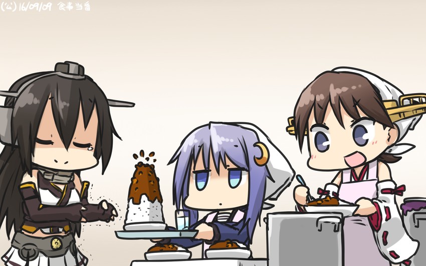 nagato, hiei, yayoi, and hiei kai ni (kantai collection) drawn by hamu_koutarou