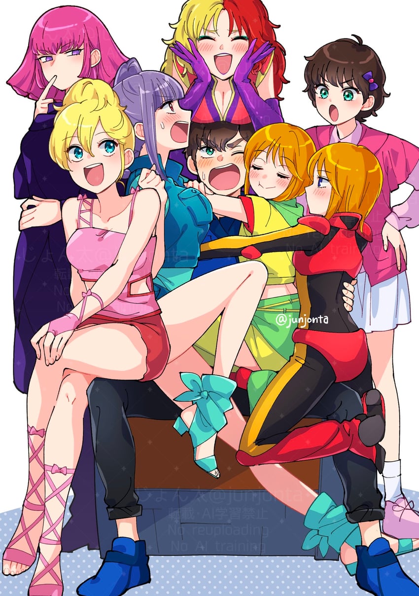 puru two, haman karn, elpeo puru, judau ashta, roux louka, and 3 more (gundam and 1 more) drawn by junjonta
