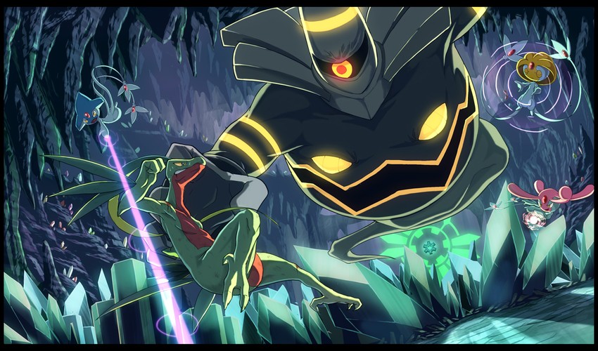 dusknoir, mesprit, grovyle, azelf, and uxie (pokemon and 2 more) drawn by karamimame