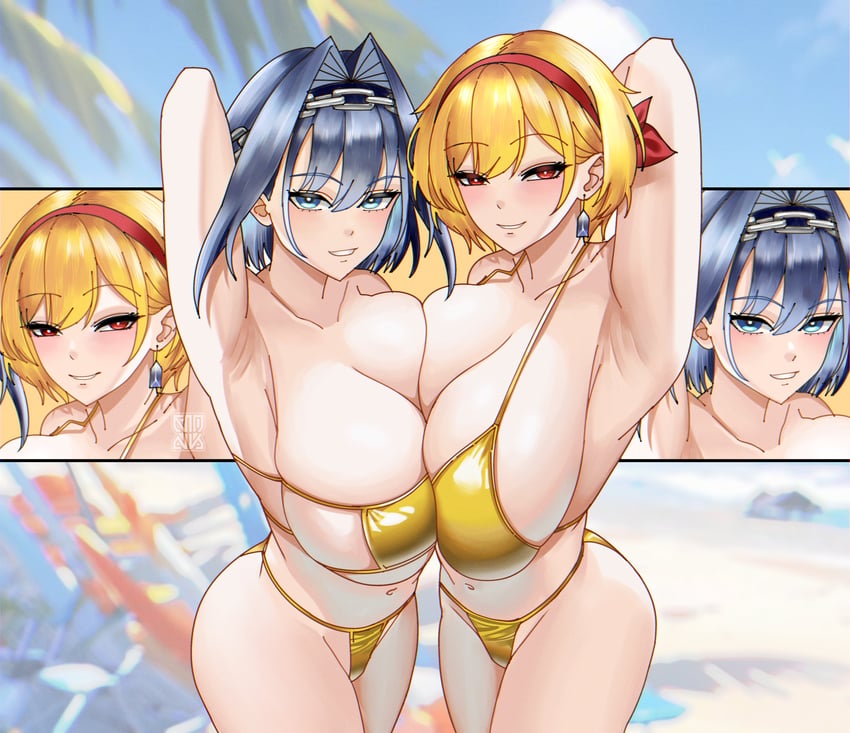 ouro kronii and kaela kovalskia (hololive and 2 more) drawn by muhammaddeny