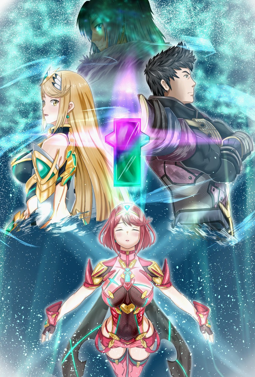 pyra, mythra, malos, and alvis (xenoblade chronicles and 2 more) drawn by samu_poteto