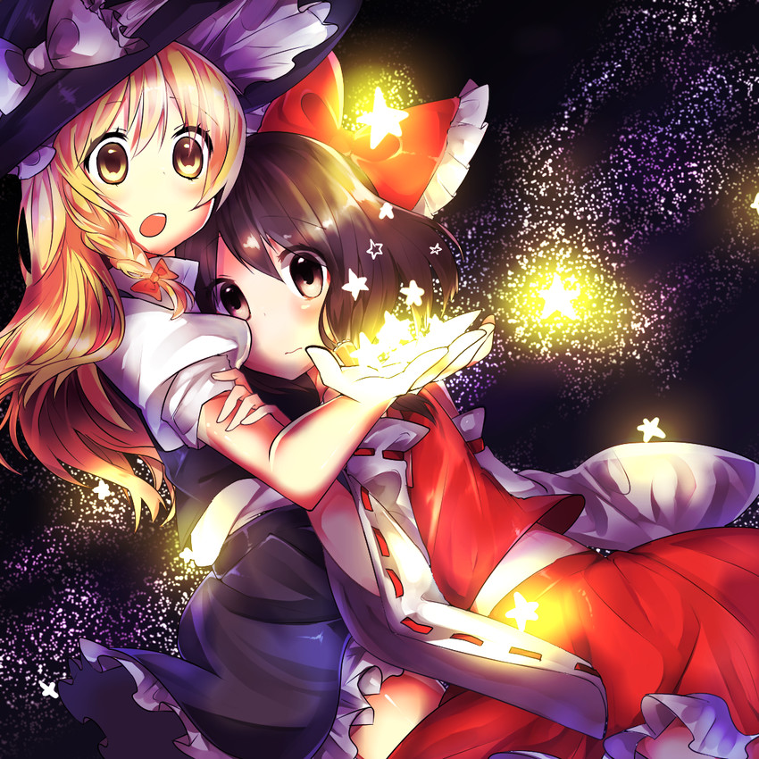 hakurei reimu and kirisame marisa (touhou) drawn by rapisu_(rapisu358)