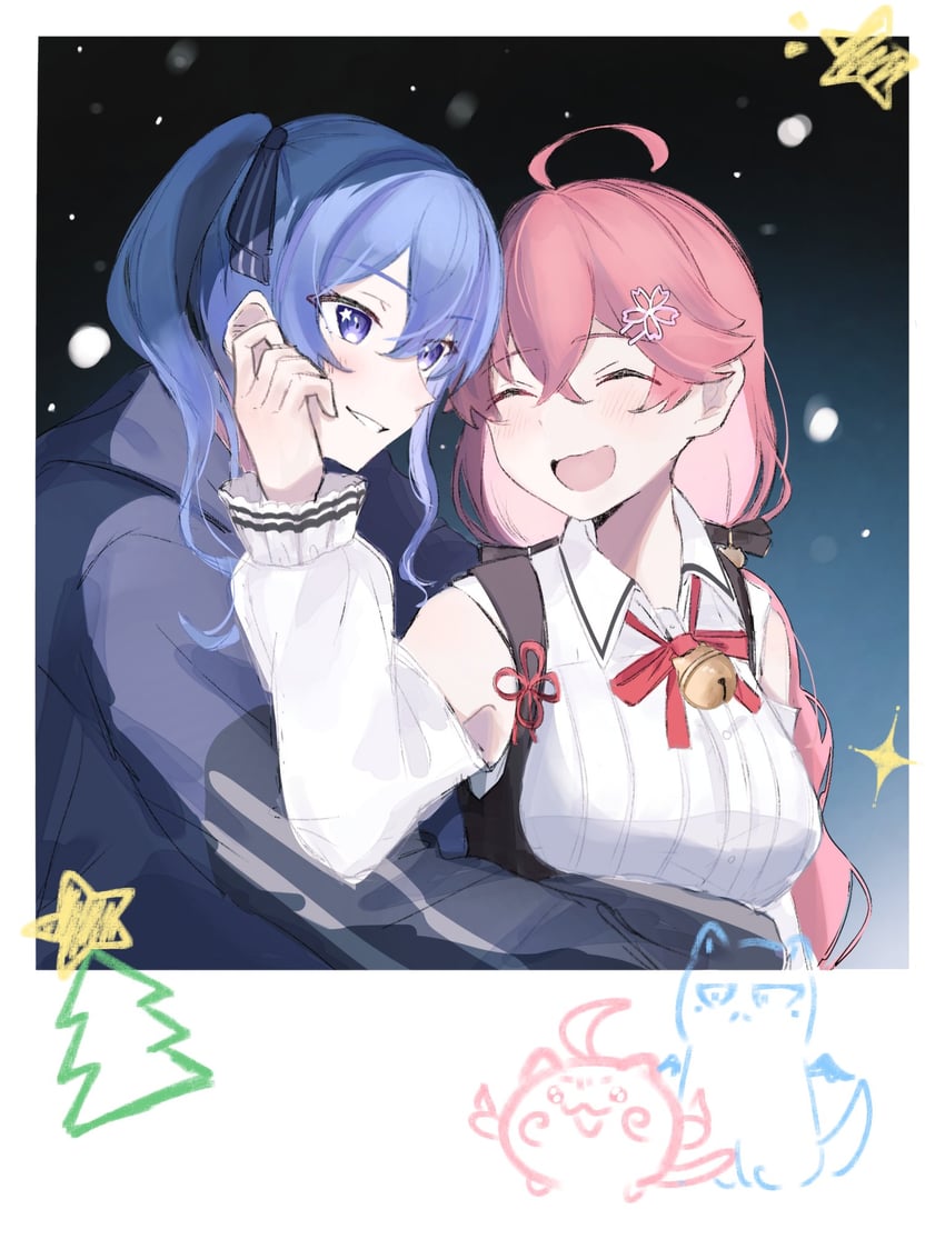 hoshimachi suisei, sakura miko, maguchi, and takoyaki (hololive) drawn by ruby_(rubyneko1028)