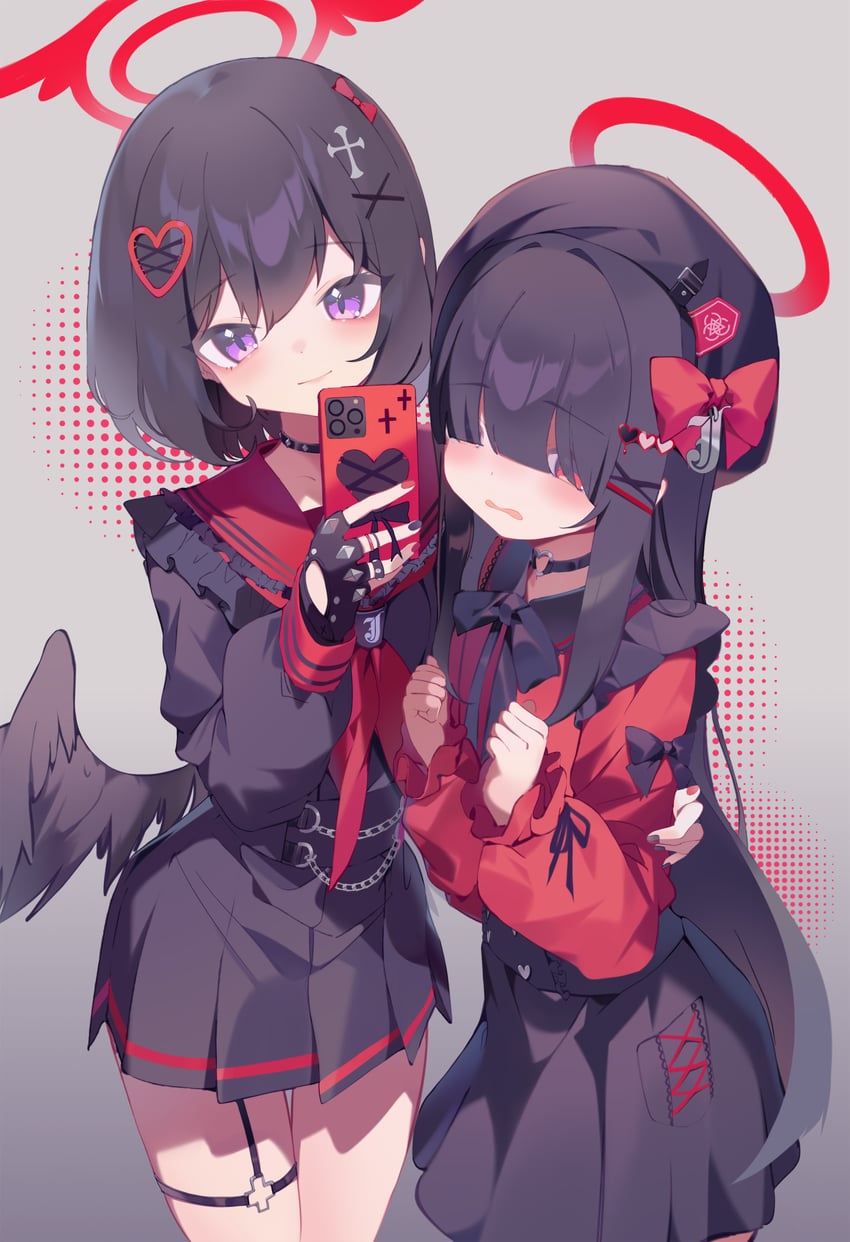 justice task force member and mashiro (blue archive) drawn by teoskyrios