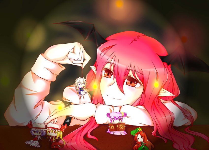 remilia scarlet, flandre scarlet, izayoi sakuya, patchouli knowledge, hong meiling, and 1 more (touhou) drawn by shenwuyue_xiaoye
