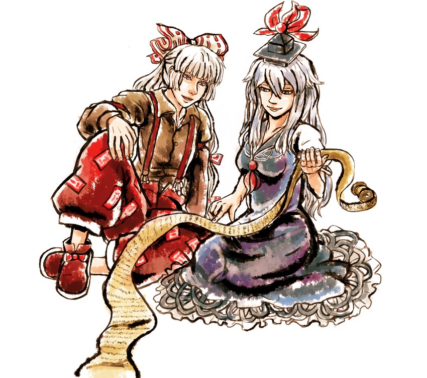fujiwara no mokou and kamishirasawa keine (touhou) drawn by maarika
