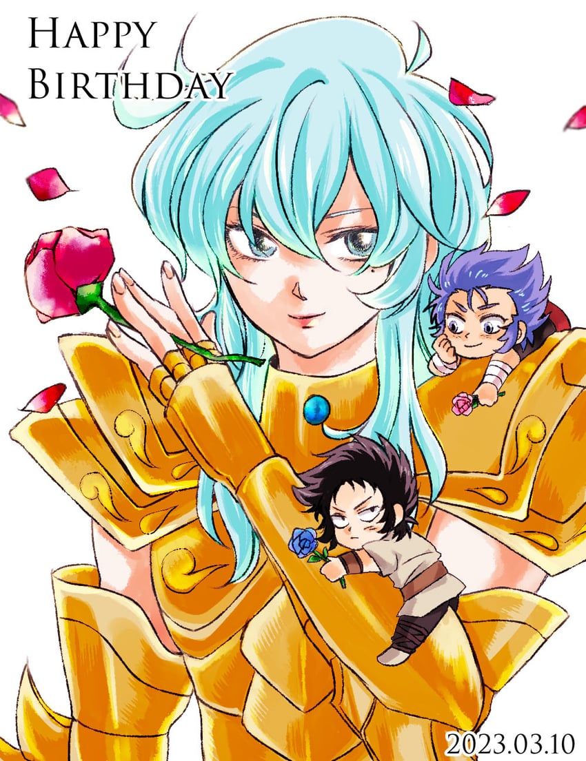 pisces aphrodite, capricorn shura, and cancer death mask (saint seiya) drawn by user_evep5845