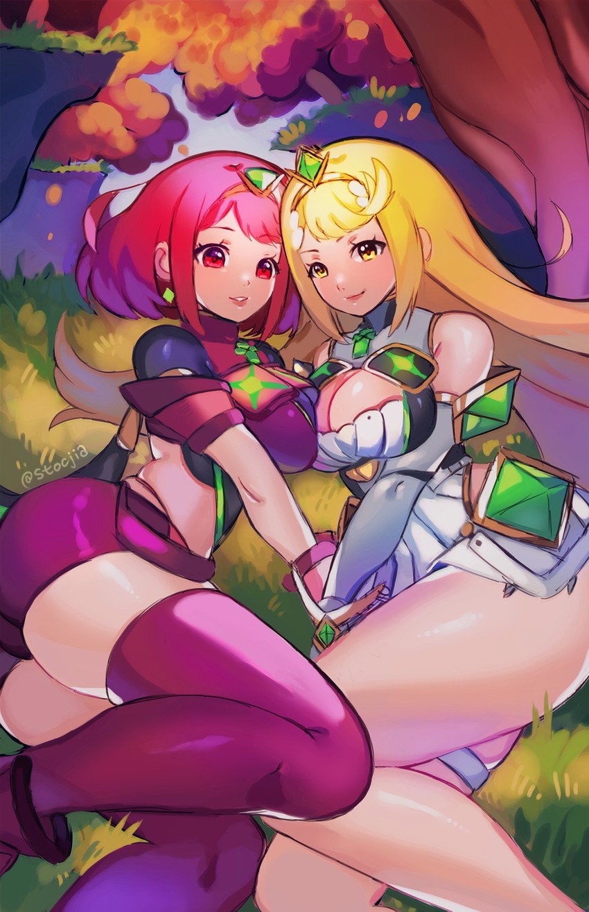 pyra and mythra (xenoblade chronicles and 1 more) drawn by yagi_(kyuhyun)