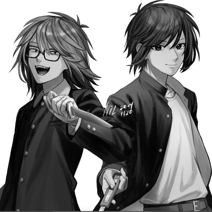 randal ivory and tsukada satoru (randal's friends) drawn by nil_(pixiv_53614557)