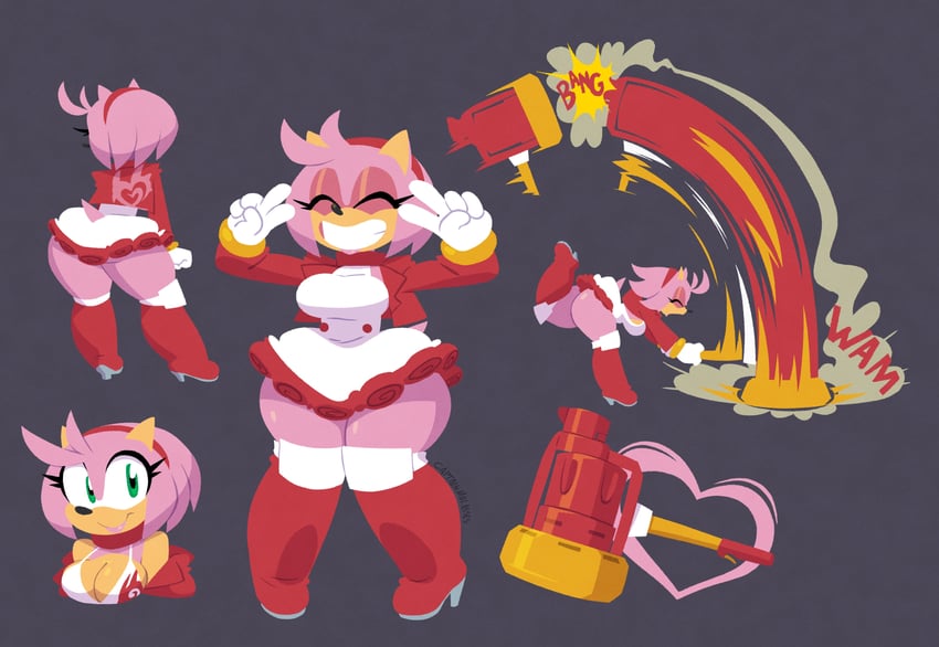 amy rose (sonic) drawn by captainmolasses