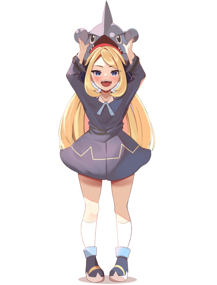 cynthia and gible (pokemon and 1 more) drawn by momdy_(talesshinja)