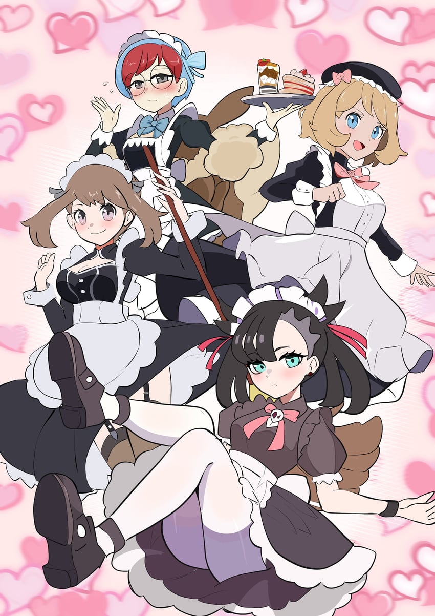 may, marnie, serena, and penny (pokemon and 4 more) drawn by makademia