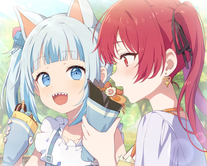 houshou marine and gawr gura (hololive and 2 more) drawn by misyune