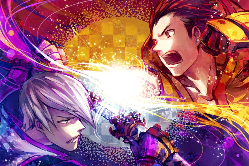 ishida mitsunari and tokugawa ieyasu (sengoku basara) drawn by minami_seira