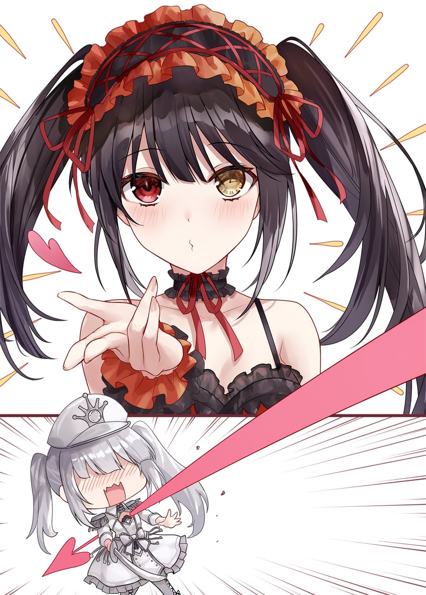 tokisaki kurumi and white queen (date a live and 1 more) drawn by asle