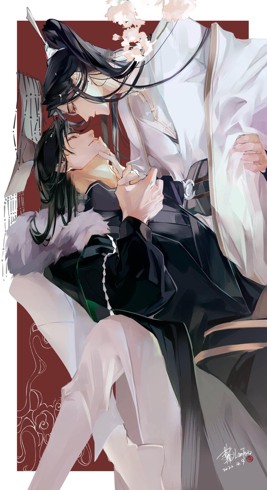 chu wanning, mo ran, and taxian-jun (erha he ta de bai mao shizun) drawn by lanfsir