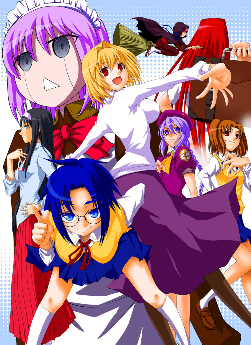 arcueid brunestud, ciel, tohno akiha, aozaki aoko, kohaku, and 5 more (tsukihime and 1 more) drawn by kurotsuki_nanai
