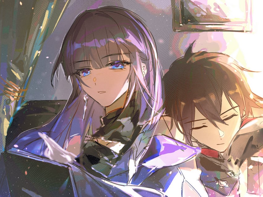 raiden mei and adam (honkai and 1 more) drawn by qieazhibingjiling