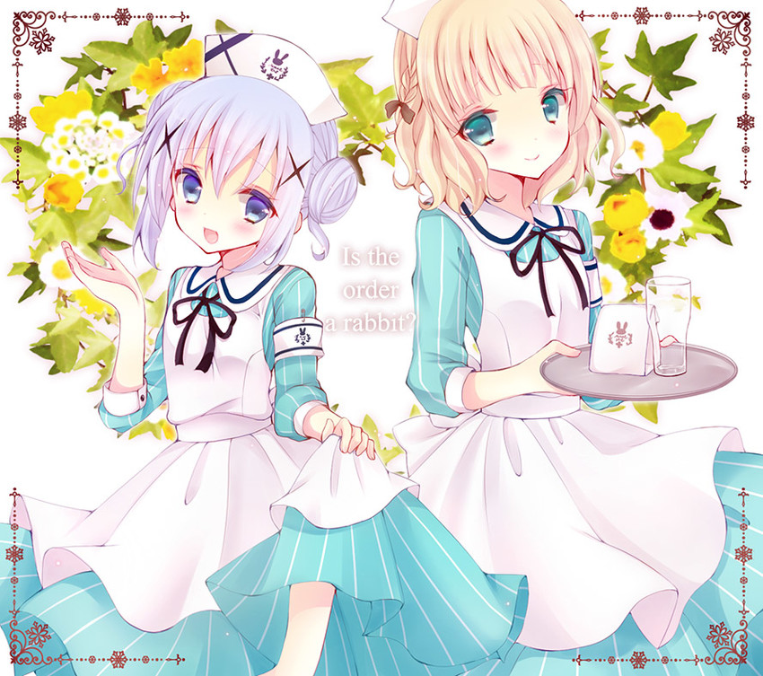kafuu chino and kirima syaro (gochuumon wa usagi desu ka?) drawn by momichika