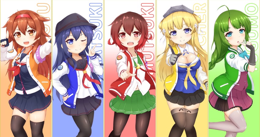 akatsuki, shiratsuyu, mutsuki, yuugumo, fletcher, and 5 more (kantai collection) drawn by zanne