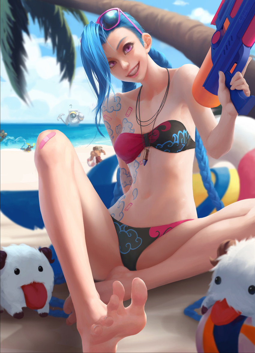 jinx, poro, taric, illaoi, nautilus, and 1 more (league of legends) drawn by sai_foubalana