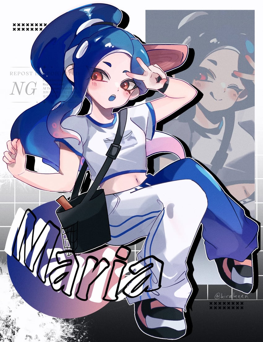 octoling player character and octoling girl (splatoon and 1 more) drawn by kirakeen