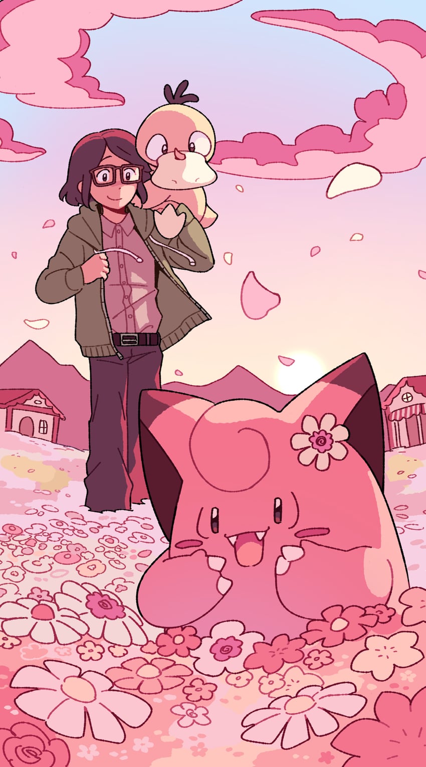 psyduck and clefairy (original and 1 more) drawn by fourleafisland