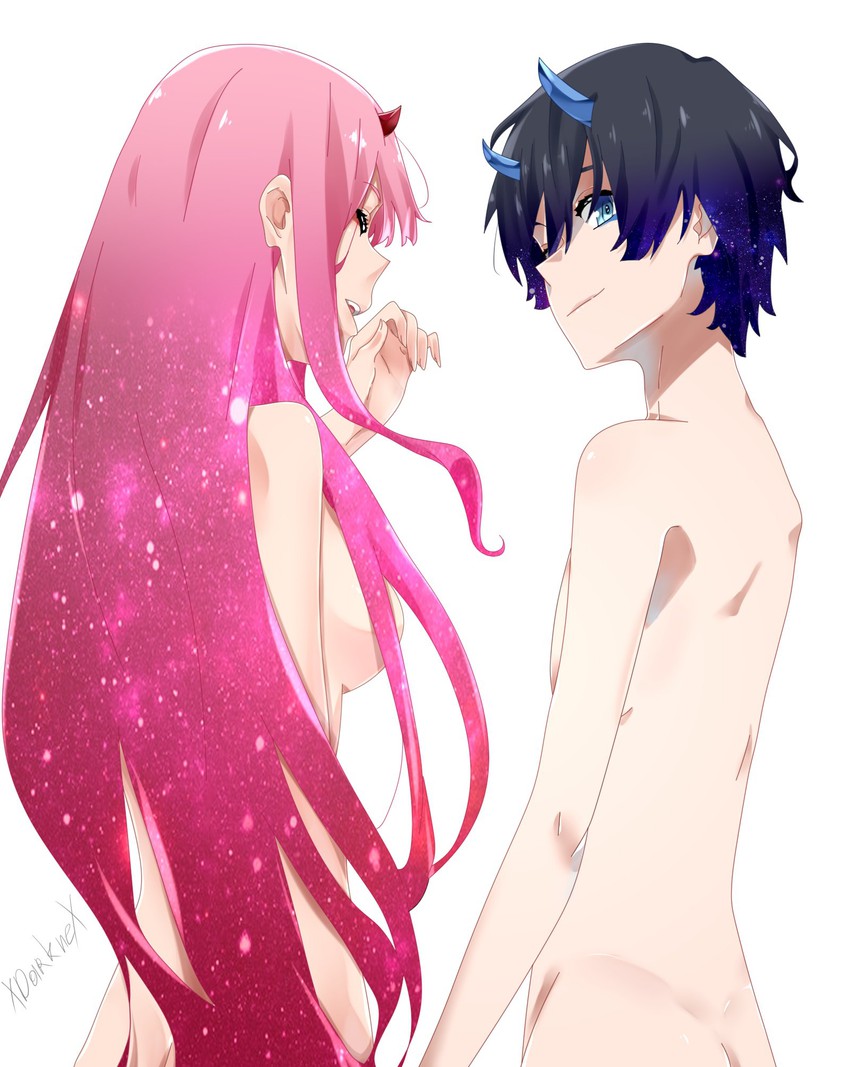 zero two and hiro (darling in the franxx) drawn by xdarknex