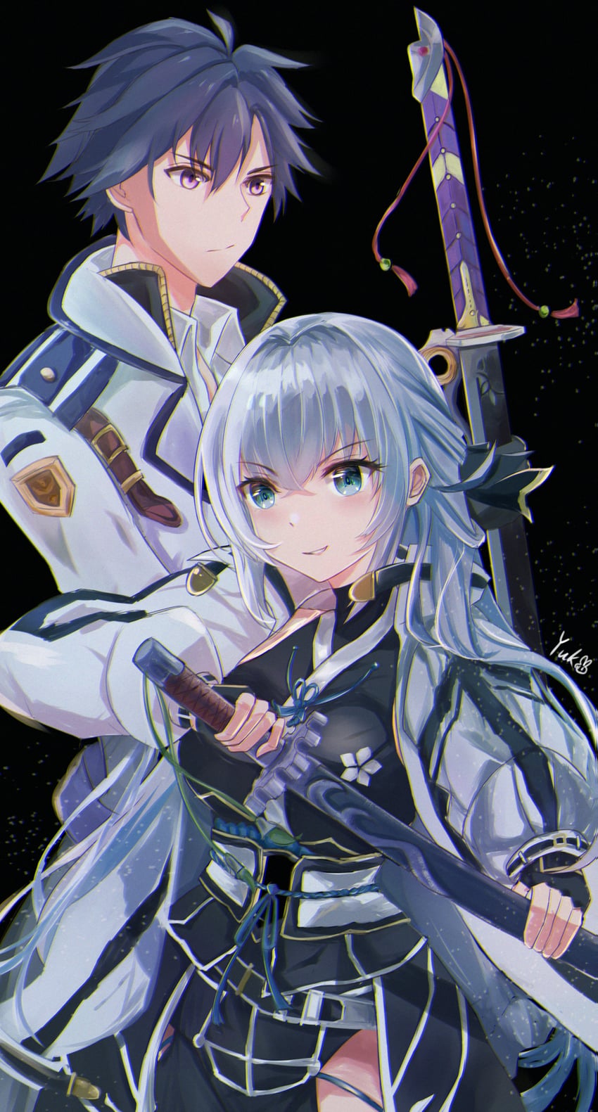 rean schwarzer and shizuna rem misurugi (eiyuu densetsu and 3 more) drawn by yazawa_yuki