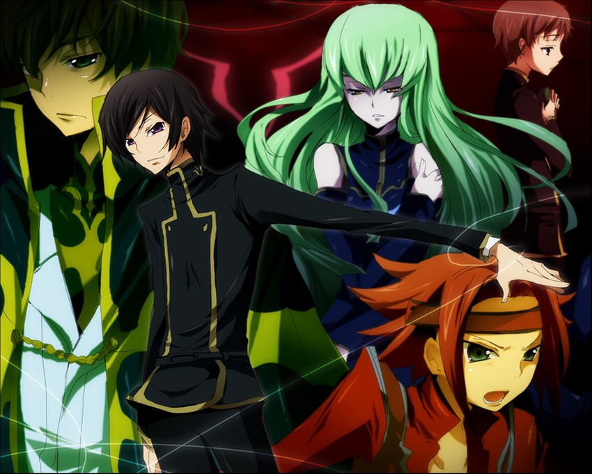 c.c., lelouch vi britannia, kouzuki kallen, kururugi suzaku, and rolo lamperouge (code geass) drawn by kl_(dgzonbi)