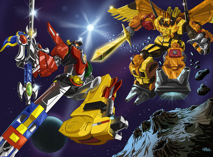 golion, lion voltron, and predaking (transformers and 4 more) drawn by khobra1981
