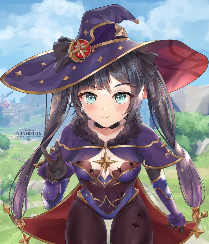 mona (genshin impact) drawn by silverpixia