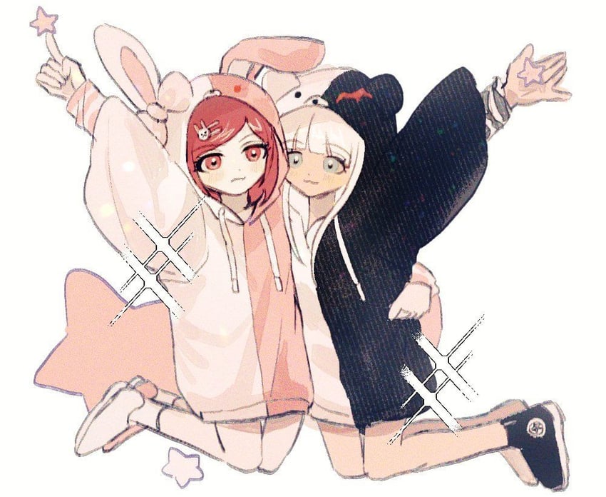 monokuma, yumeno himiko, monomi, and yonaga angie (danganronpa and 1 more) drawn by gg_(dddcoco)