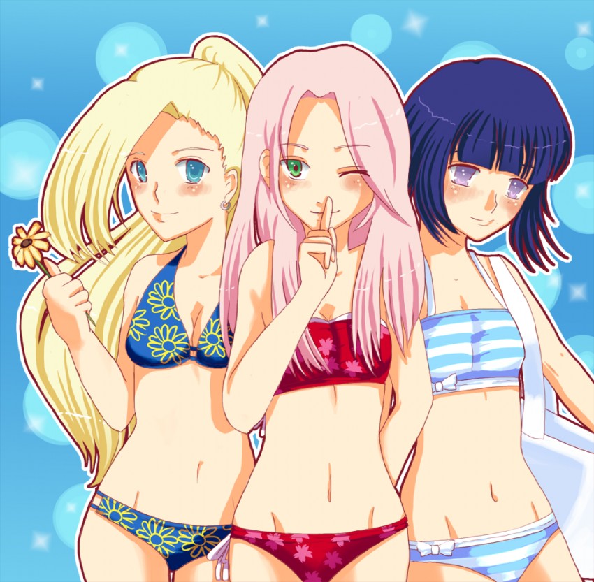 haruno sakura, hyuuga hinata, and yamanaka ino (naruto) drawn by temima