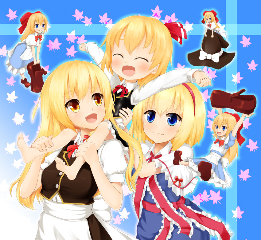 kirisame marisa, alice margatroid, rumia, and shanghai doll (touhou) drawn by chiroshiron