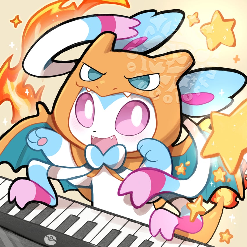 charizard and sylveon (pokemon) drawn by oofycolorful