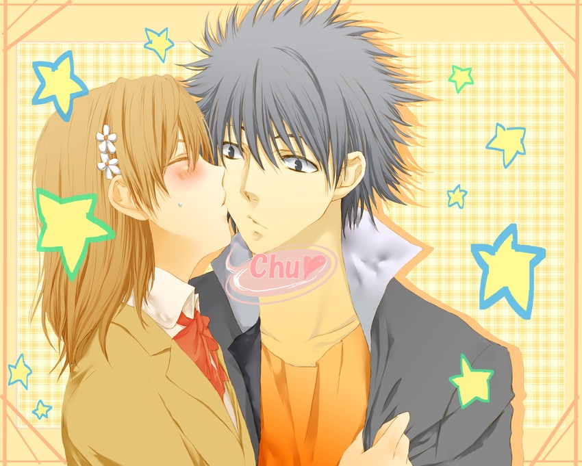 misaka mikoto and kamijou touma (toaru majutsu no index and 1 more) drawn by imty
