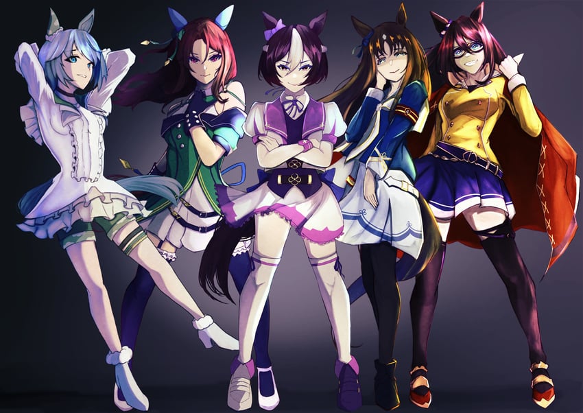 special week, king halo, seiun sky, grass wonder, and el condor pasa (umamusume) drawn by kisaragi1304