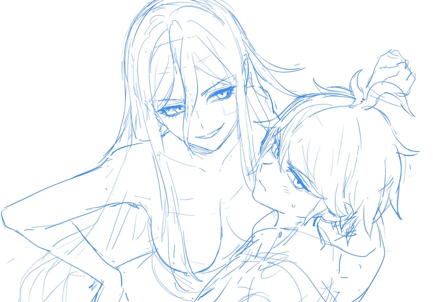 sumino takumi and v'ehxness (the hundred line -last defense academy-) drawn by 4oji344