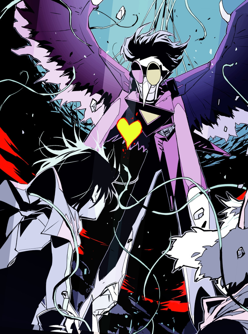 kris, ralsei, spamton g. spamton, and spamton neo (deltarune) drawn by yojio_(2188)