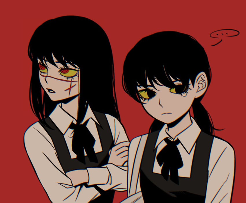 yoru and mitaka asa (chainsaw man) drawn by czy_(2894456992)